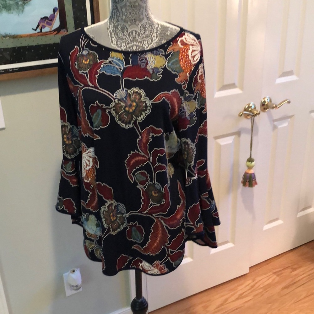 Coco Bianca rayon printed top with bell sleeves